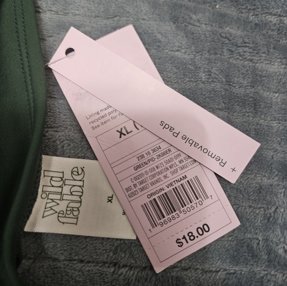 NWT! Wild Fable Dark Green Bikini Top! - Picture 2 of 4